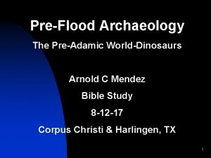 PreFlood Archaeology The PreAdamic WorldDinosaurs Arnold C Mendez