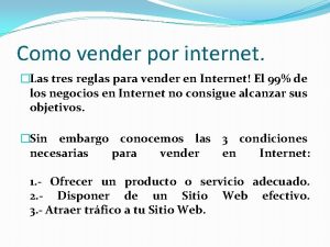 Como vender por internet Las tres reglas para