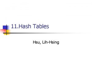 11 Hash Tables Hsu LihHsing Computer Theory Lab