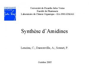 Universit de Picardie Jules Verne Facult de Pharmacie