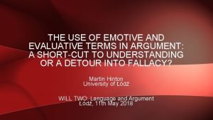 Emotive and evaluative language