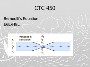 CTC 450 Bernoullis Equation EGLHGL 1 Preview Bernoullis