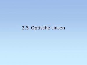 Optische linsen arten