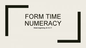 Form time numeracy