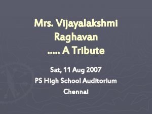 Vijayalakshmi raghavan