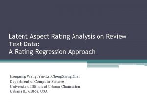 Latent aspect rating analysis