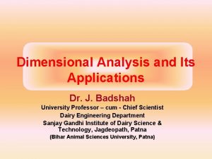Dimensional analysis and its applications