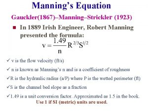 Manning's formula