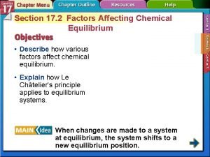 Section 17.2 factors affecting chemical equilibrium