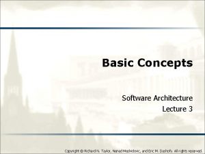 Basic Concepts Software Architecture Lecture 3 Copyright Richard