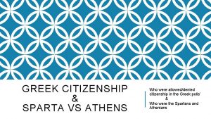 GREEK CITIZENSHIP SPARTA VS ATHENS Who were alloweddenied