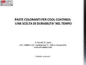 PASTE COLORANTI PER COOL COATINGS UNA SCELTA DI