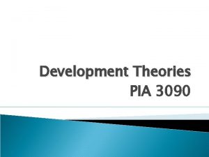 Development Theories PIA 3090 Discussion Four Governance and