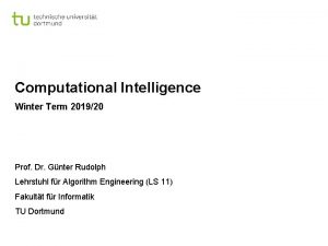 Computational Intelligence Winter Term 201920 Prof Dr Gnter