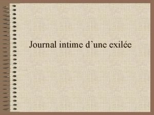 Journal intime examples Journal intime examples