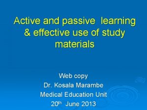 Active vs passive learning