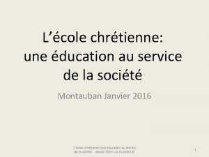 Lcole chrtienne une ducation au service de la