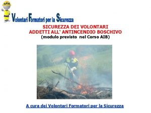 SICUREZZA DEI VOLONTARI ADDETTI ALL ANTINCENDIO BOSCHIVO modulo