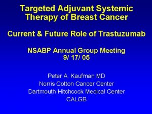 Targeted Adjuvant Systemic Therapy of Breast Cancer Current