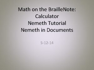 Nemeth tutorial