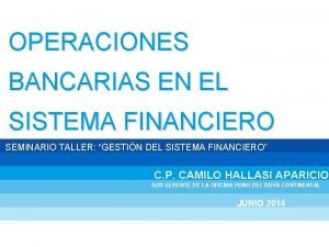 Operaciones pasivas del sistema financiero