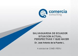 SALVAGUARDIA DE ECUADOR SITUACION ACTUAL PERSPECTIVAS Y QUE