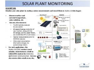 SOLAR PLANT MONITORING DESCRIPTION Monitor your solar plant