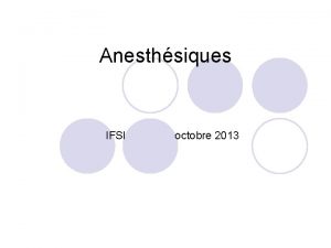 Anesthsiques IFSI octobre 2013 Rappels Dfinitions de lAnesthsie
