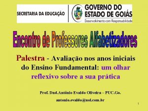 Palestra Avaliao nos anos iniciais do Ensino Fundamental