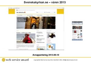 Svenskakyrkan se vren 2013 Avrapportering 2013 06 10
