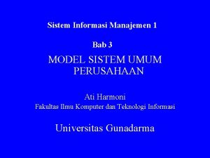 Model model sistem informasi manajemen