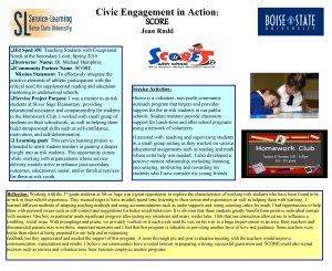 Civic Engagement in Action SCORE Joan Rudd q