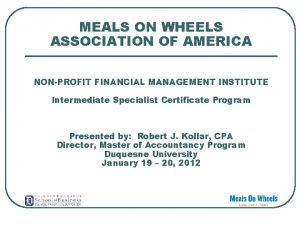 MEALS ON WHEELS ASSOCIATION OF AMERICA NONPROFIT FINANCIAL