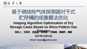 Imaging Algorithm Optimization of Dry Storage Casks Based