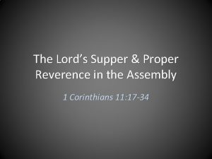 The Lords Supper Proper Reverence in the Assembly