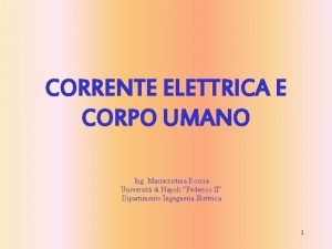 CORRENTE ELETTRICA E CORPO UMANO Ing Mariacristina Roscia