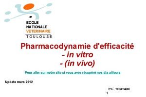 ECOLE NATIONALE VETERINAIRE TOULOUSE Pharmacodynamie defficacit in vitro