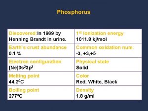 Chemical properties of phosphorus