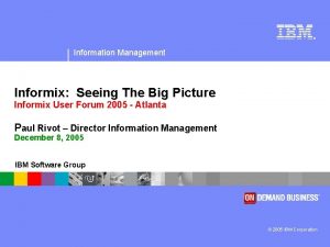 Information Management Informix Seeing The Big Picture Informix
