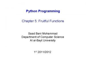 Fruitful function example in python Fruitful function example in python