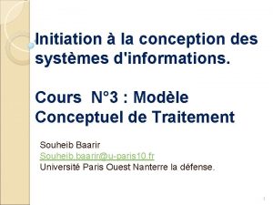 Initiation la conception des systmes dinformations Cours N