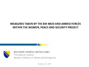 MEASURES TAKEN BY THE BIH MOD AND ARMED