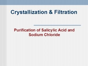 Crystallization Filtration Purification of Salicylic Acid and Sodium