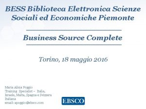 BESS Biblioteca Elettronica Scienze Sociali ed Economiche Piemonte