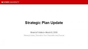 Strategic Plan Update Board of Visitors March 8