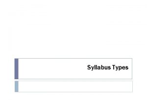 Situational syllabus sample