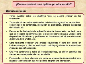 Cmo construir una ptima prueba escrita Elementos previos