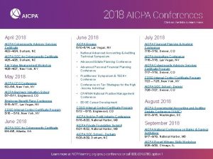 April 2018 June 2018 July 2018 AICPA Cybersecurity
