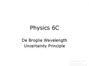 De broglie wavelength