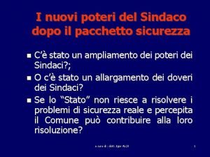 I nuovi poteri del Sindaco dopo il pacchetto